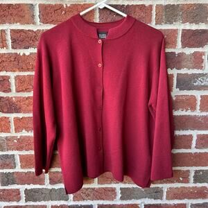 Eileen Fisher Maroon Wool Cardigan Size Large